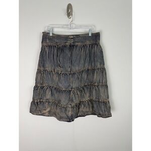 Dolls Kills dELiA*s Tiered Denim Mini Skirt Women's L Dark Blue Y2K